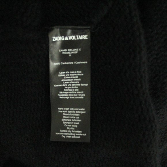 Zadig & Voltaire Deluxe Cambi Black Cashmere Asymmetrical Sweater Cardigan L - Picture 6 of 6